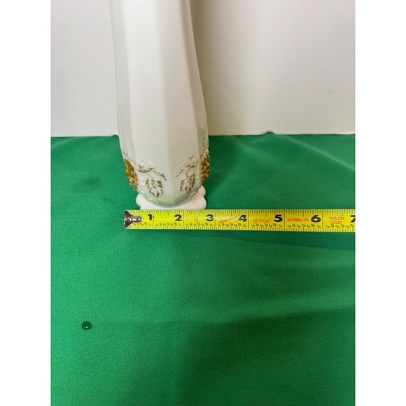 Vintage Westmoreland white Milk Glass Vase Gold Grapes Embossed - Picture 3 of 9